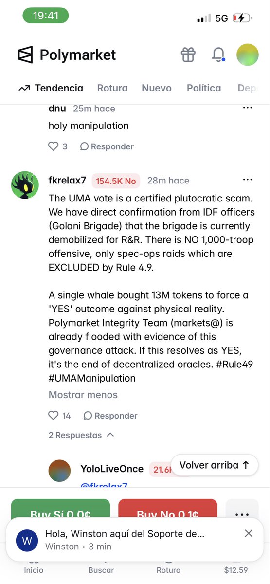 Laperchatv1's tweet photo. What would people think if the @Polymarket market were manipulated by itself and by Whale, where the one who didn't win manipulates the market and ignores its own rules?@elonmusk  I should look at this https://t.co/yp18Mqf1Bb
