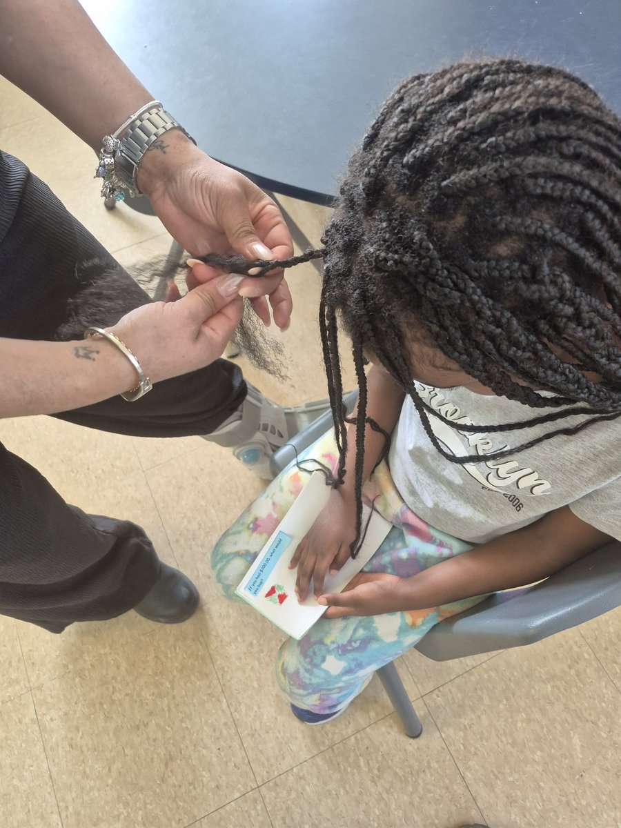 RebeccaKitty3's tweet photo. I was so excited to learn how to "repair" a braid from Ms. Hall @Ms_P_Hall. I'll know what to do next time! https://t.co/u9ue6FChAc
