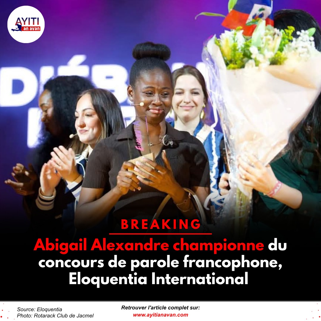 ayitianavannews's tweet photo. FLASH 🇭🇹  🏆 🔥 La  jeune Haïtienne Abigaïl Alexandre a remporté la 9ᵉ Finale Internationale d’Eloquentia le 25 mars 2026 à La Seine Musicale, à Paris. Lauréate de l’antenne Jacmel en 2025, elle s’était qualifiée pour les quarts de finale internationaux grâce à sa victoire locale. Sa performance à Paris confirme son talent exceptionnel et fait briller Haïti sur la scène francophone. #Eloquentia #Abigaïl #Rotarack #Champion #Concours #ayitianavannews