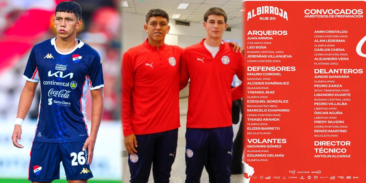 Mauro Coronel, zaguero de Nacional fue convocado para los amistosos de la selección paraguaya sub 20 ante Brasil en los días 28 y 31 de marzo 🇵🇾

Se perderá dos duelos con el Tricolor: el 27 ante Luqueño y el 31 versus 2 de Mayo.

De igual manera sumará minutos para la bolsa sub