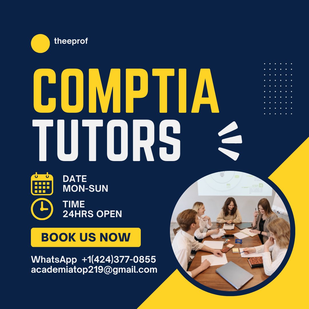 _theeprof's tweet photo. Build your IT foundation with professionals who care about your success!
Our CompTIA tutors guide you from basics to advanced certification mastery.
📞 Contact: +1 (424) 377-0855
#CompTIAExperts #CyberSecurityTraining #APlusHelp #NetworkPlusPrep #SecurityPlusExam #ITStudySupport https://t.co/LWm0tTVACS