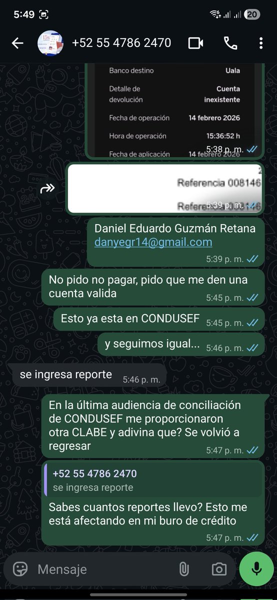 Danyedgr's tweet photo. Sigo en esta situación absurda. Ya levanté varias quejas en CONDUSEF por culpa de @uala_mex.

NO me estoy negando a pagar. Estoy exigiendo un método de pago válido.

Esto es inaceptable.

@CondusefMX @eleconomista @Milenio @AtencionProfeco @RicardoBSalinas

Ayuda, por favor. https://t.co/qcR7ZQiZss