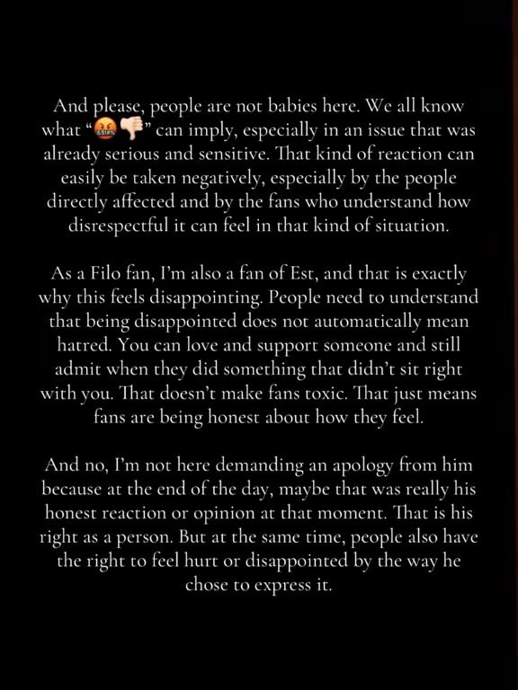 _iamhannah30's tweet image. NO MORE ADDING FUEL TO THE FIRE!

If we really want to show who we are as fans, then let’s show it with maturity, respect, and class. We can express disappointment without becoming disrespectful ourselves. Let this issue end here! #WilliamEstminManila #WilliamEst #EstWilliam #PH