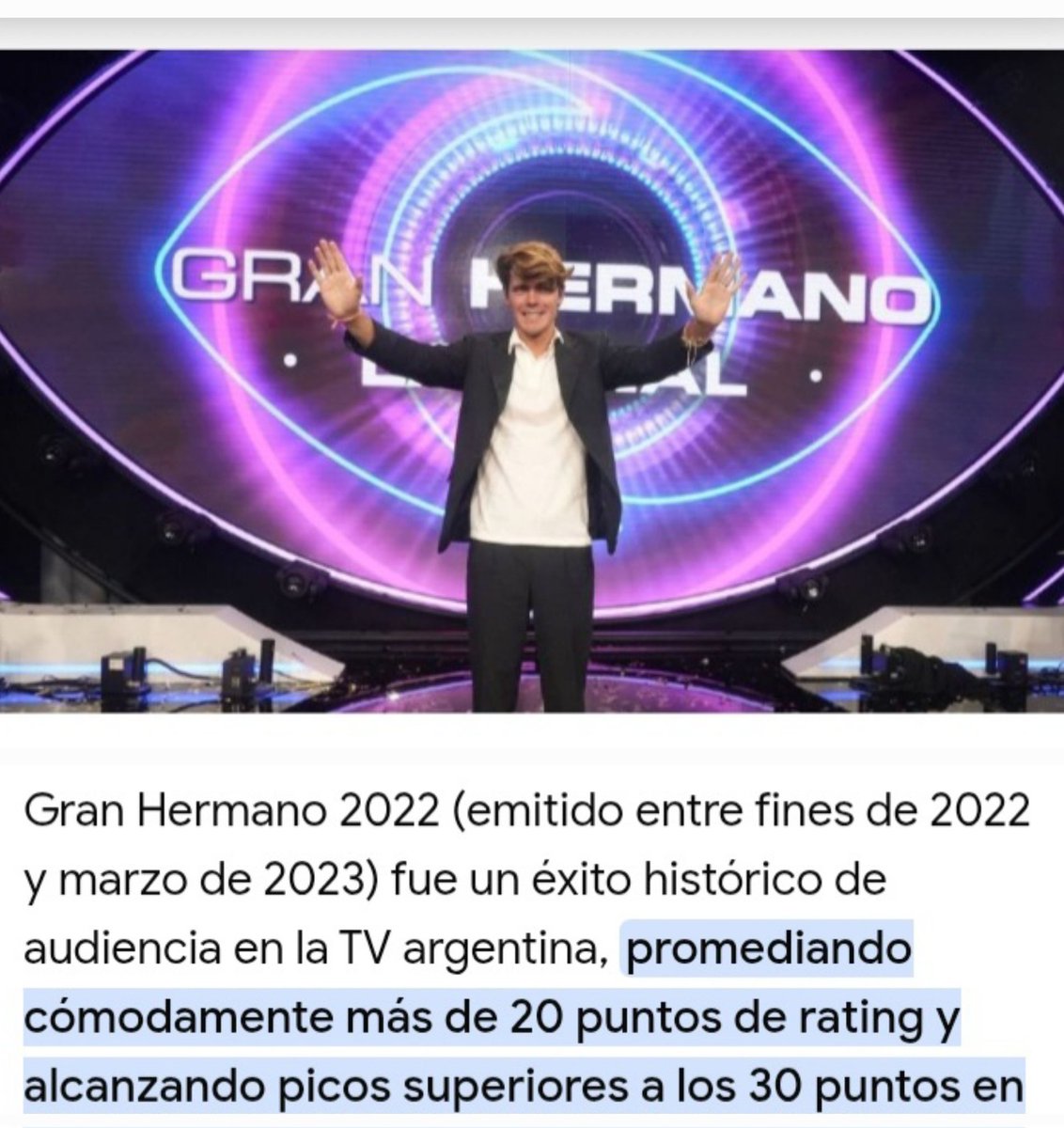 Vero27abril's tweet photo. #GranHermano 2022 fue un éxito tenía más de 20 puntos de rating y superó los 30 en la final donde #MarcosGinocchio se convirtió en el GANADOR indiscutido 💪👑🏆👏👏
Marquista siempre 🫶 https://t.co/sS9AFle5uw