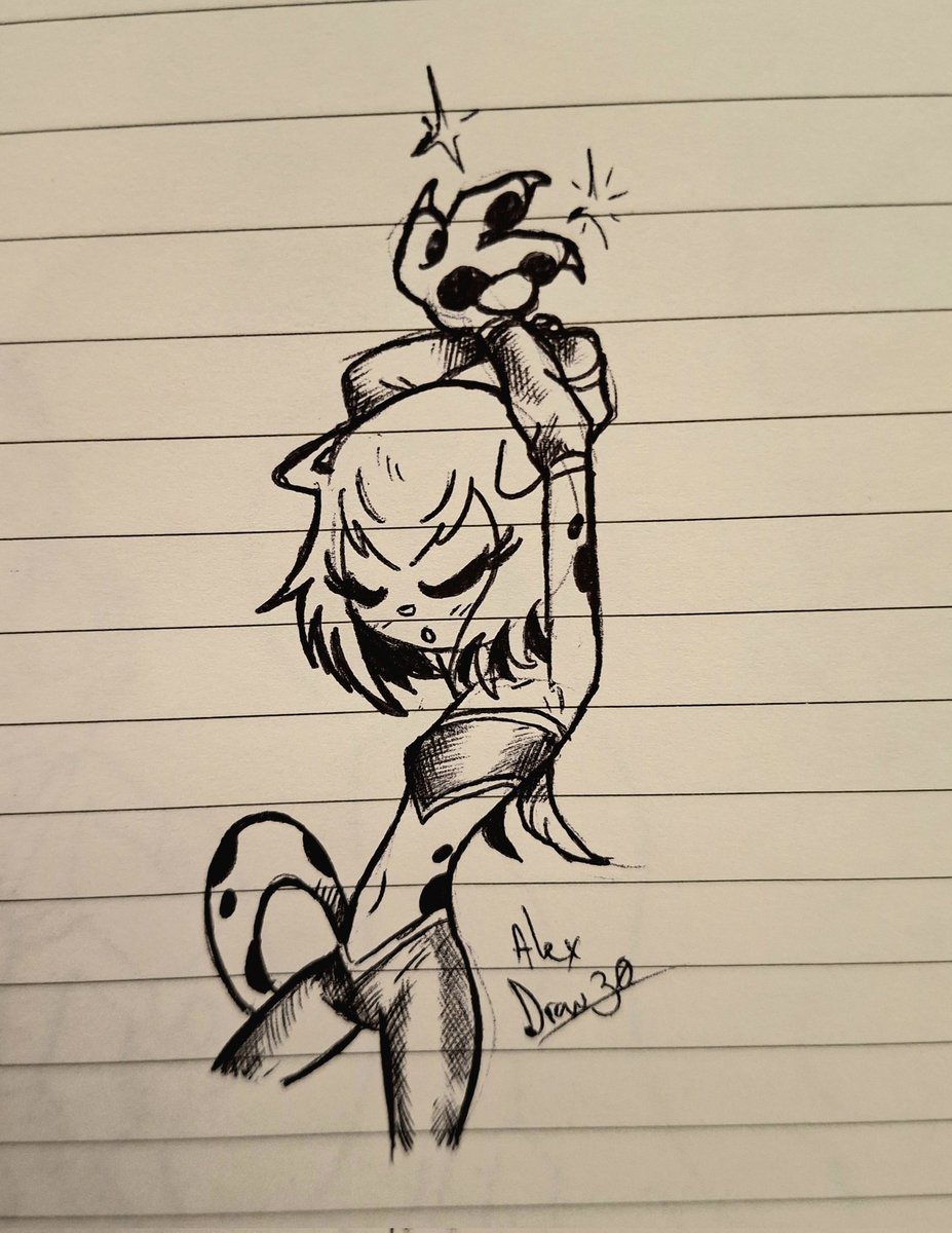 AlexDraw30's tweet photo. Ay zigatita miau miau 🐱🐱
Boceto que hice en el jale https://t.co/uJPYCWIaIg