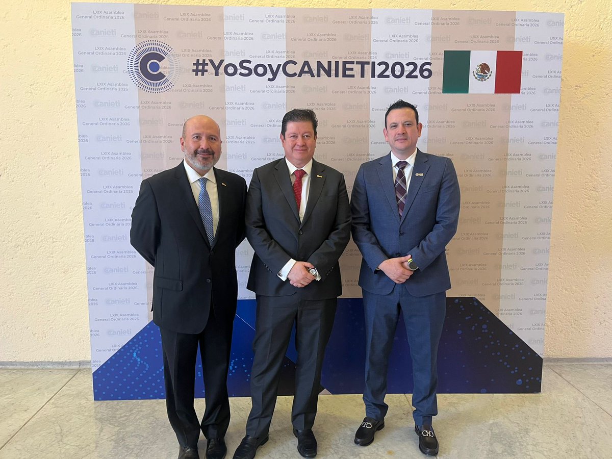 CanietiGDL's tweet photo. Nuestro presidente, MBA. Marco Estrella, y nuestro director, Oswaldo García, representaron a la región Occidente en la LXIX Asamblea General Ordinaria 2026 de CANIETI Nacional. 

La ratificación del Mtro. Rafael Sánchez Loza reafirma la continuidad de un liderazgo sólido. https://t.co/W1IvuRQvdg