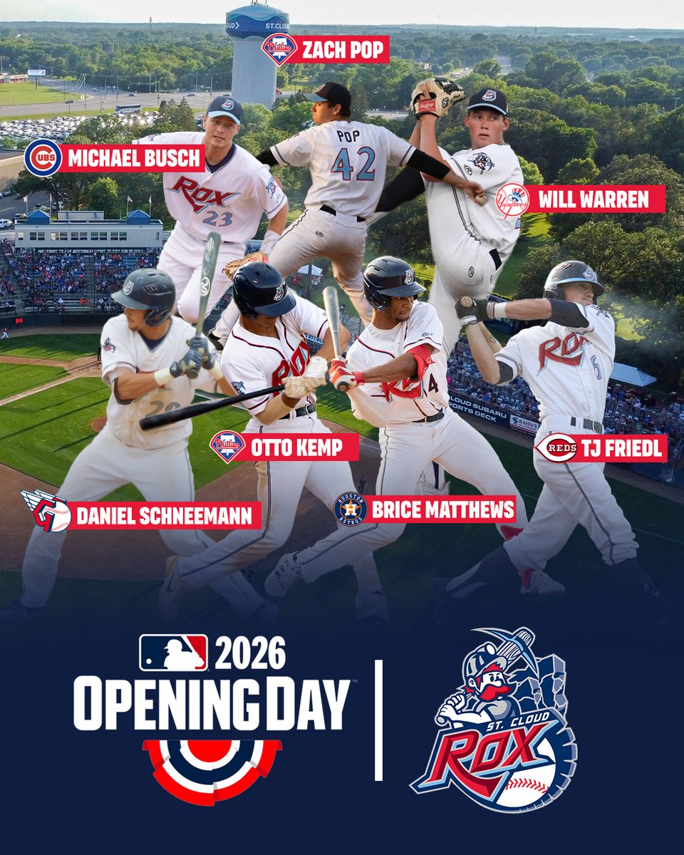 StCloudRox's tweet photo. ⛏ Some familiar faces on MLB Opening Day rosters!

#RoxSolidAlumni https://t.co/nh7wlNP4sp