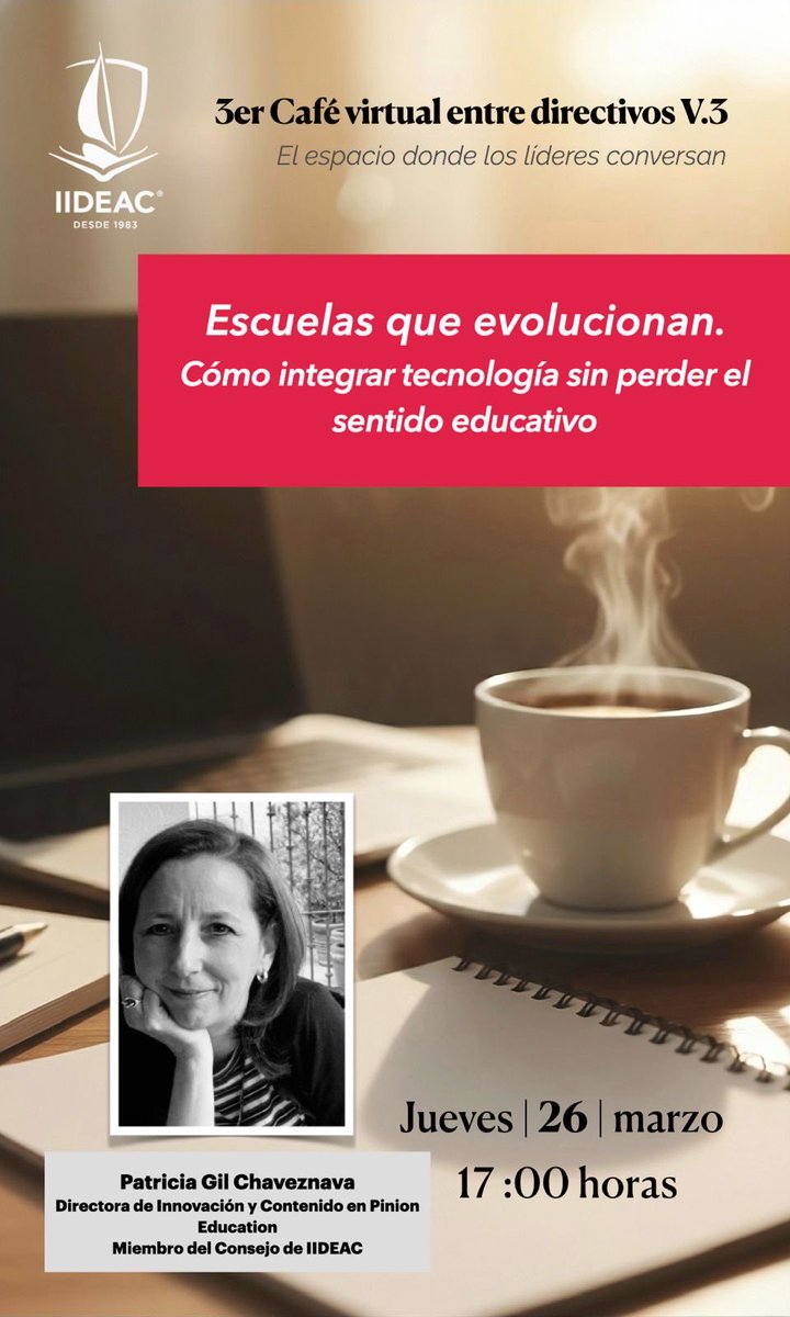 IIDEAC's tweet photo. ¿¿Estamos integrando tecnología… o solo acumulando herramientas?

Conversaremos sobre cómo tomar decisiones tecnológicas sin perder el foco en el
Aprendizaje.

Regístrate en la siguiente liga: 
https://t.co/6TFA171Ygu https://t.co/0f6YFHXZXQ