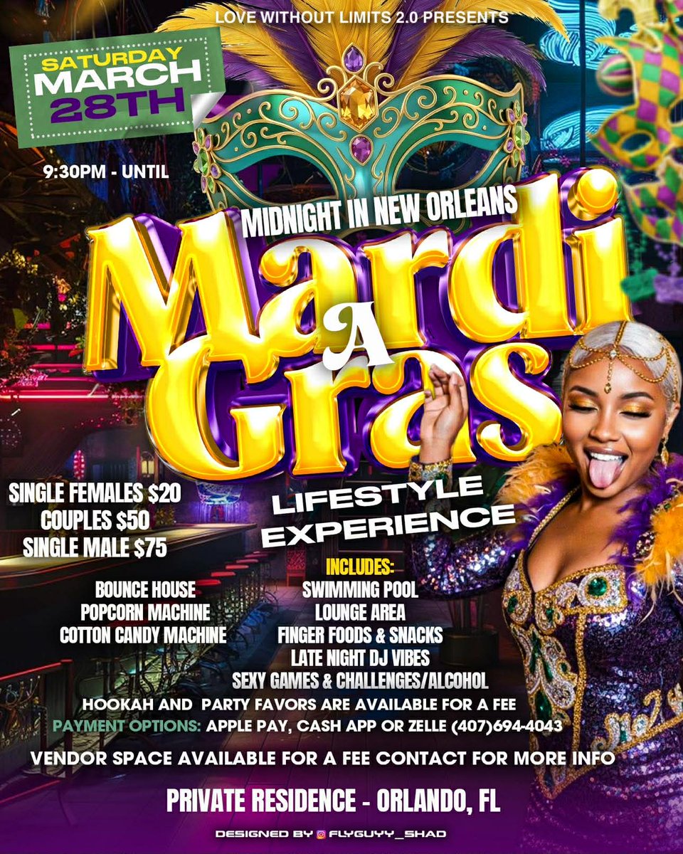 DarrellHar97893's tweet photo. March 28th Saturday 9:30pm 
Orlando Florida 
Contact number on flyer for details 
Lifestyle/swinger's Party https://t.co/tpQnNpVHMs