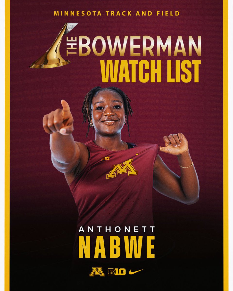 GopherCCTF's tweet photo. The Most 𝑽𝑬𝑹𝑺𝑨𝑻𝑰𝑳𝑬 Thrower in @NCAATrackField 💪😤

Anthonett Nabwe has made her debut on @thebowerman Watch List! 〽️

#ncaaTF | #Gophers https://t.co/lBn3G2qLkO