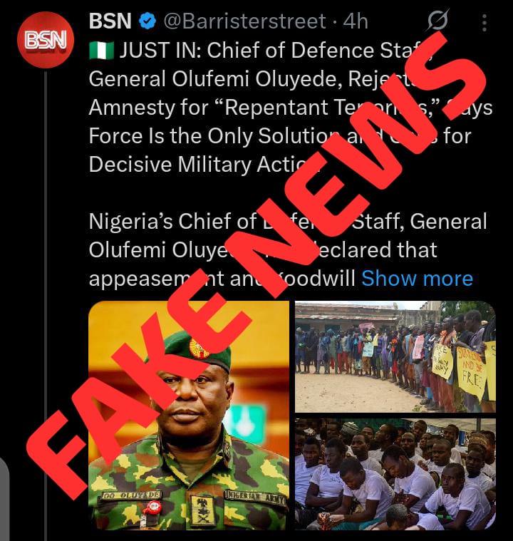 DHQNigeria's tweet photo. Beware of Fake News!!! https://t.co/n9Ql6qsziq