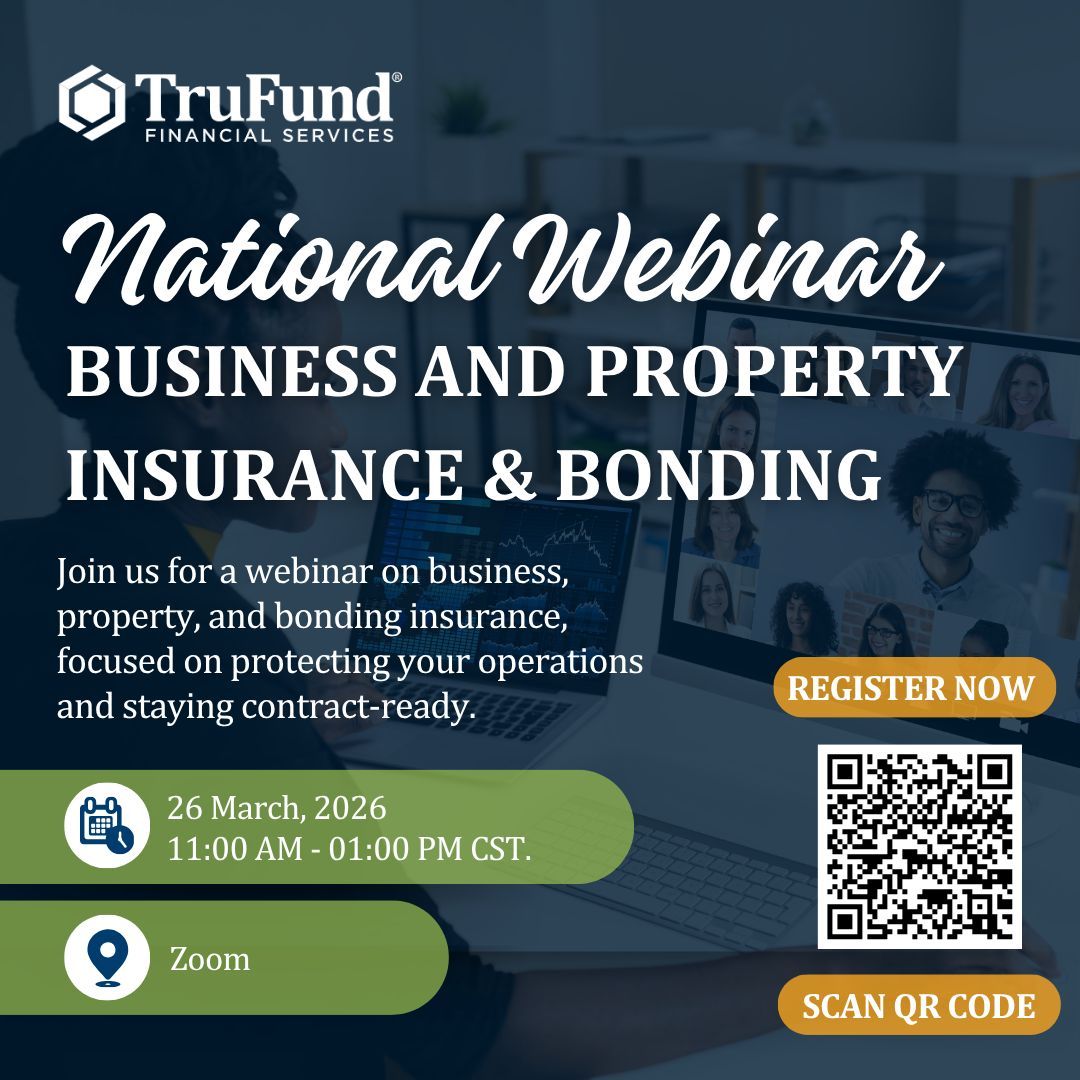 TruFundFinServ's tweet image. Join TruFund Financial Services for our upcoming national webinar on Business and Property Insurance &amp;amp; Bonding. 

📅 March 26, 2026
⏰ 11:00 AM – 1:00 PM CST

Secure your spot today:
form.jotform.com/trufund/nation…

#TruFund #SmallBusinessSupport #BusinessInsurance #Entrepreneurship