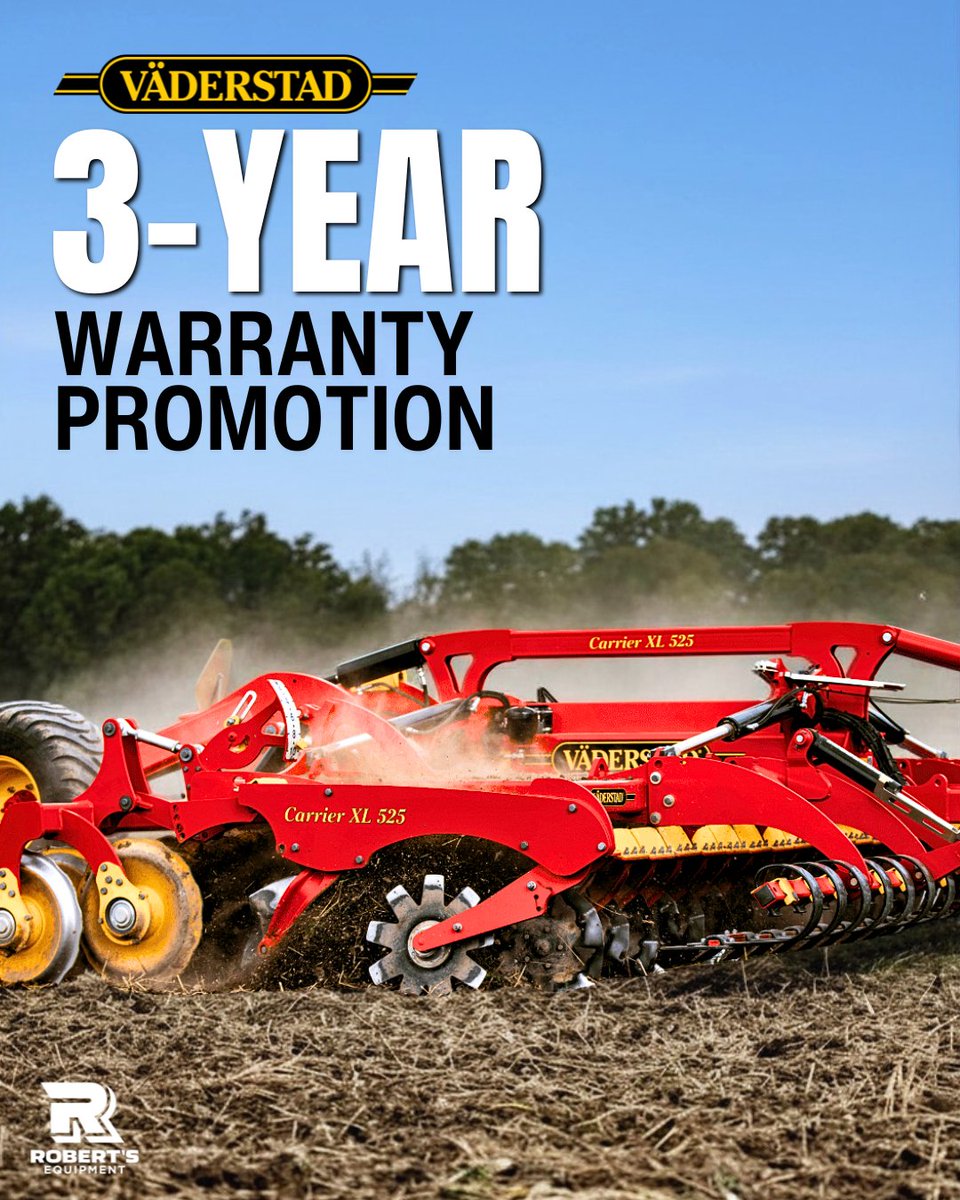 RobertsEquip_'s tweet photo. From March 1–June 30, all new Carrier XL &amp; XT purchases include an extended 3-year warranty!

Additionally, Väderstad offers a lifetime warranty on genuine discs covering breakage &amp; cracking (conditions apply).

Contact a Robert’s Equipment sales representative for details! https://t.co/q3fTCrYYPK