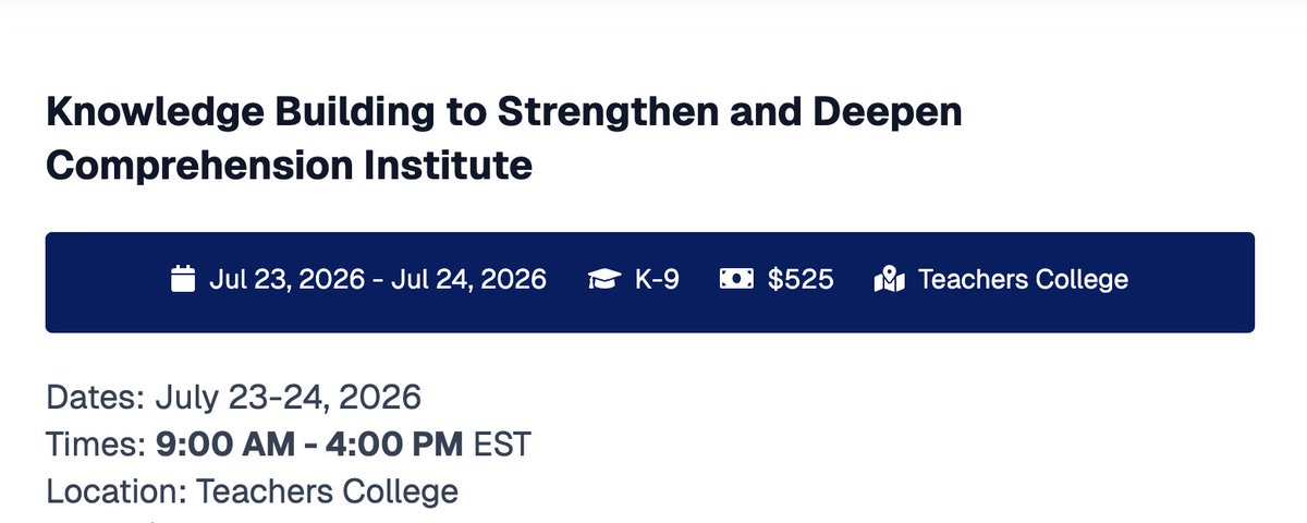 TCAdvancingLit's tweet image. Learning Opportunity 4 #Teachers &amp;amp; #Educators 2 study  #reading #research on vital connections between knowledge building &amp;amp; reading #comprehension. Learn ways 2 design instruction that is motivating, engaging, &amp;amp; rigourous! 

advancingliteracy.tc.columbia.edu/events/knowled…

#ProfessionalDevelopment #NYC