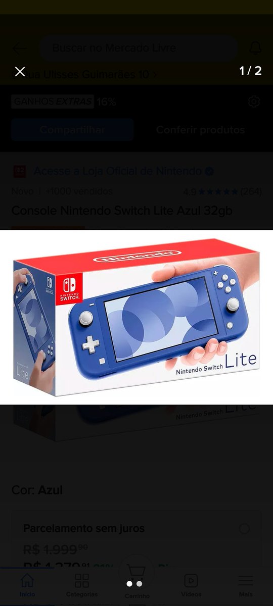 Nintendo Switch Lite Azul 
🔥*Por R$1.199*
Resgate o cupom de *10% OFF* no anúncio 

Compre Já o Seu Através desse Link
 Abaixo:

meli.la/1BLNahR

🛑 Convide um Amigo Entre no Nosso Grupo de Ofertas Entre nesse link: 👉
chat.whatsapp.com/FZCf1SQ2NAw8Bj…