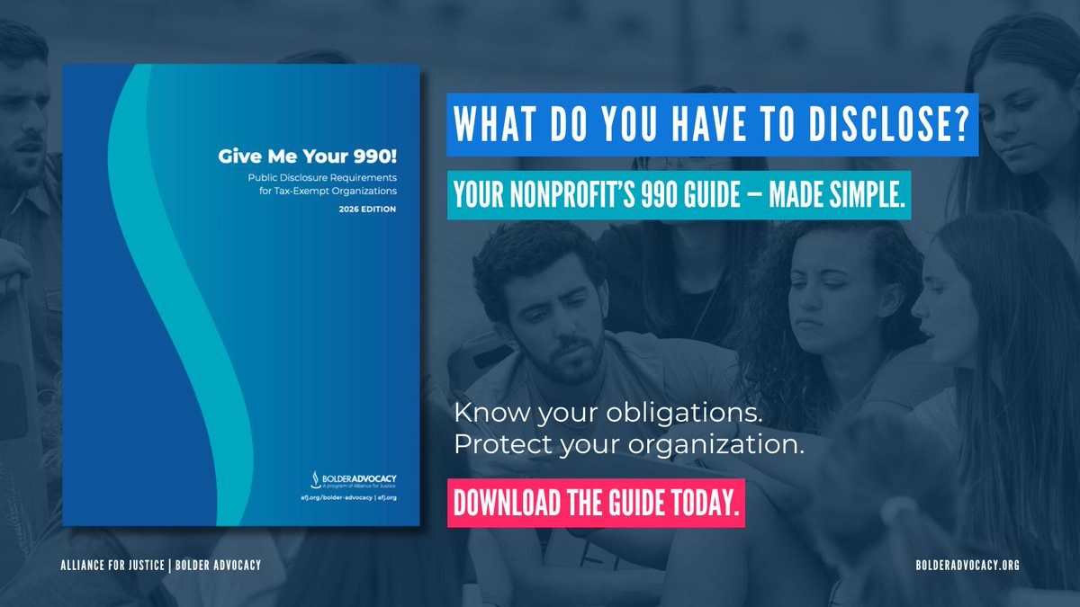 AFJBeBold's tweet photo. Confused about what your nonprofit must disclose? Our updated Get Your 990 Guide breaks down federal public disclosure rules — so you know exactly what to share, when it matters most.

View, share, or download here: https://t.co/xgEsD2W8IB https://t.co/iGTO8mOhLV