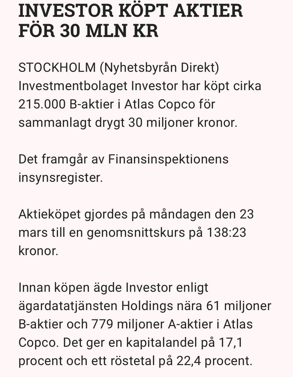 Mer insynshandel i 🇸🇪Atlas Copco👇😉 $ATCO