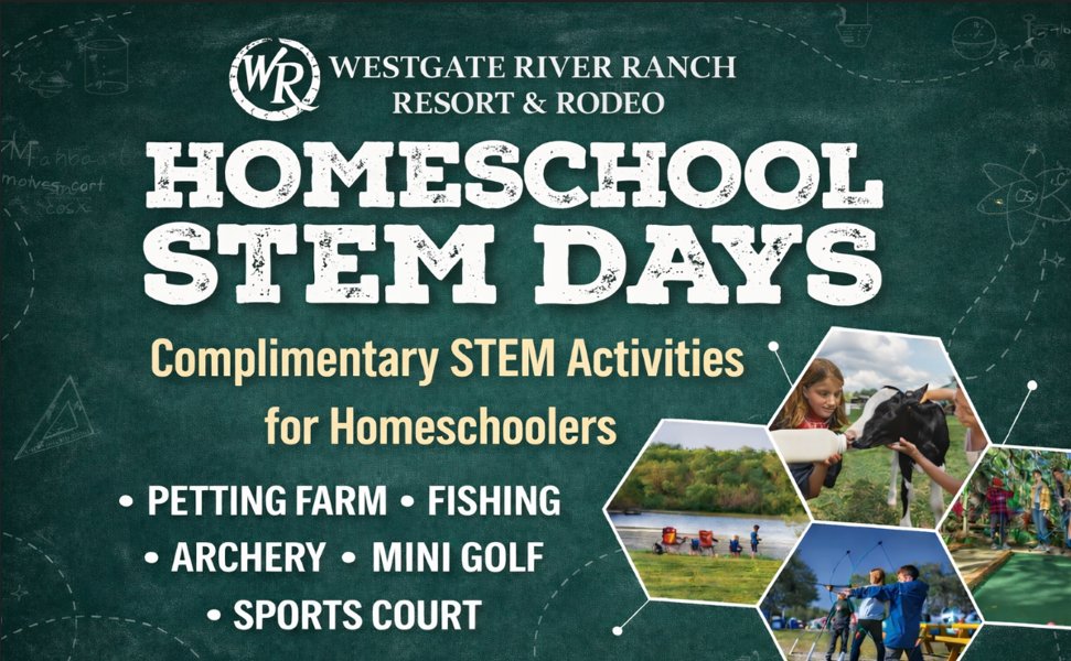 WestgateRanch's tweet photo. Now introducing homeschool field trips at Westgate River Ranch 🎒🌴 Experience rodeo action, glamping, and hands-on outdoor learning 🚌✨ https://t.co/DvojW6px9I https://t.co/eVuMIMOqFz