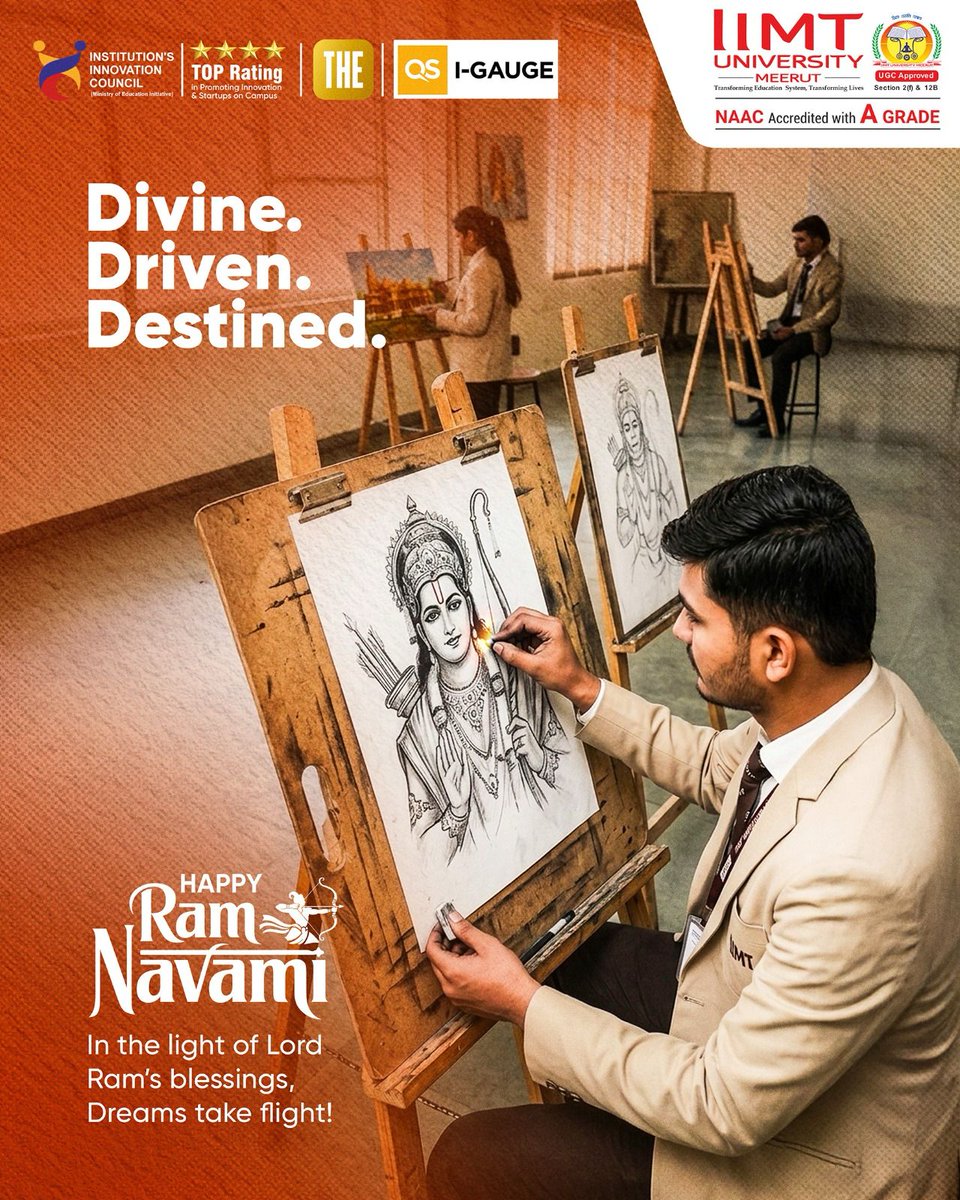 IIMT_U's tweet image. Creativity meets devotion, and every stroke reflects passion ✨🎨
At IIMT University, artists are shaped with purpose and vision.
Wishing you inspiration and new beginnings this Ram Navami 🌸

#IIMTUniversity #RamNavami #CreativeJourney #CampusLife #Inspiration #DesignLife