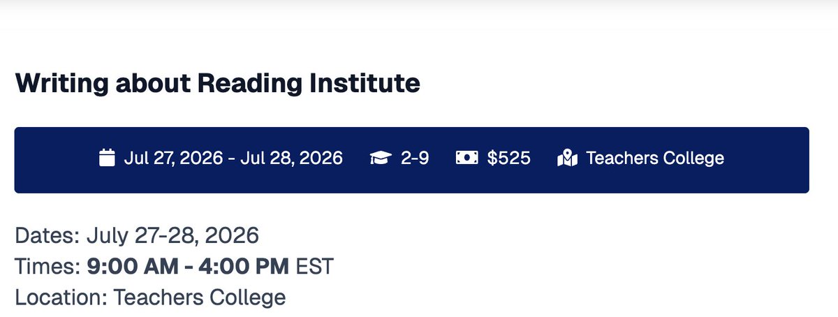 TCAdvancingLit's tweet image. Calling #Educators in grades 2-9 to explore #writing as a powerful engine for deepening #reading #comprehension. #WritingaboutReading 

#Teachers #Summerlearning #professionaldevelopment #Education #Learning #NYC #Inperson 

advancingliteracy.tc.columbia.edu/events/writing…