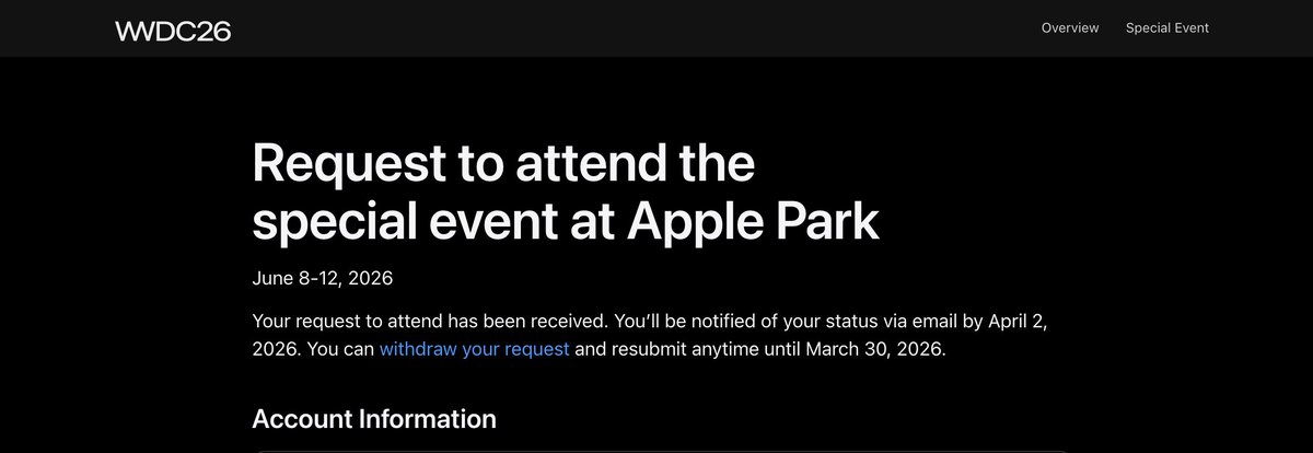 greybax's tweet photo. My first time 🤞 #WWDC26 #ApplePark https://t.co/dLVrNWdtA5