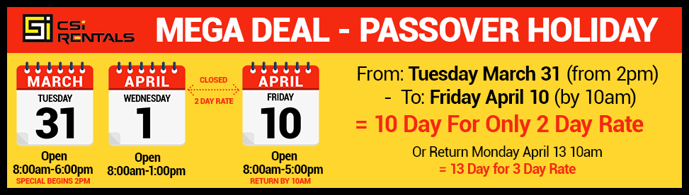 CSIRENTALS's tweet photo. It's MEGA DEAL time again @CSIRENTALS  10 Day Rental = Only 2 Day Rate!!!! #csirentals https://t.co/lde6bhUiZn