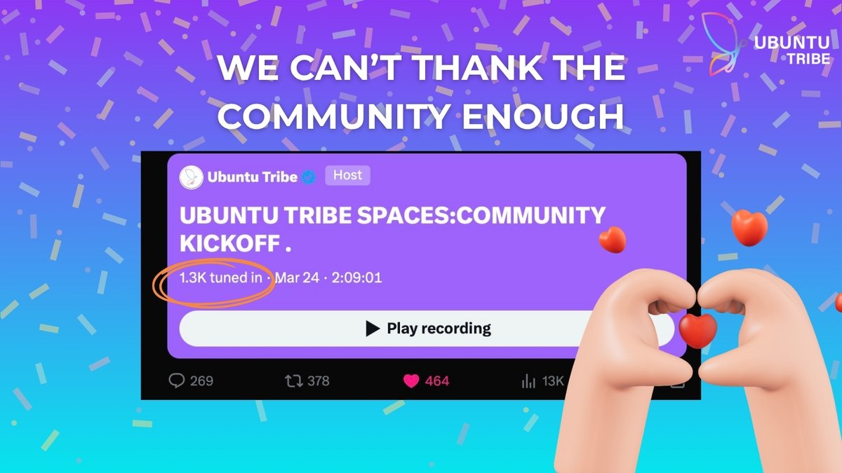 We can’t thank this community enough 💛

1.3K of you showed up for our first Ubuntu Tribe Spaces AMA… and that means everything.

This is what we’re building - together.

Not just numbers, but real people showing up, learning, and growing.

And trust us… we’re just getting