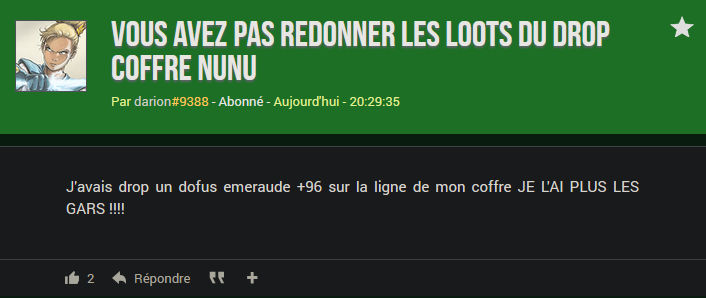 Dofus 3    Dofus rétro
              🤝
Ne pas recevoir les drops du coffre