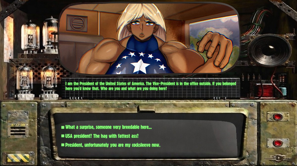 SoksNy's tweet photo. Fallout. The muscular president of apocalyptic America.【Commission】 https://t.co/73fY2hqiYe