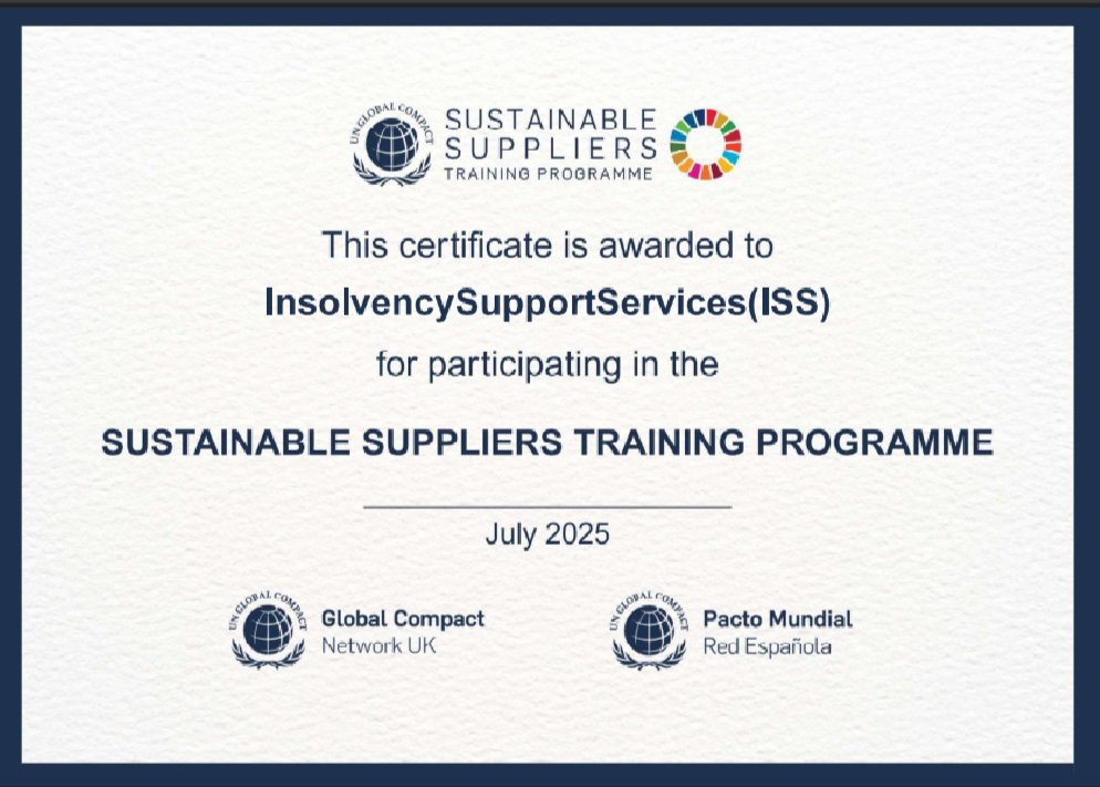 ISStweets's tweet photo. Many thanks again to @bdoaccountant for inviting us to take part in the @globalcompact Sustainable Suppliers Training Programme. It was a valuable opportunity to learn practical steps to improve our sustainability. More here: https://t.co/Yd9fZI8m7U 

#insolvency #sustainability https://t.co/NvHQktMUII
