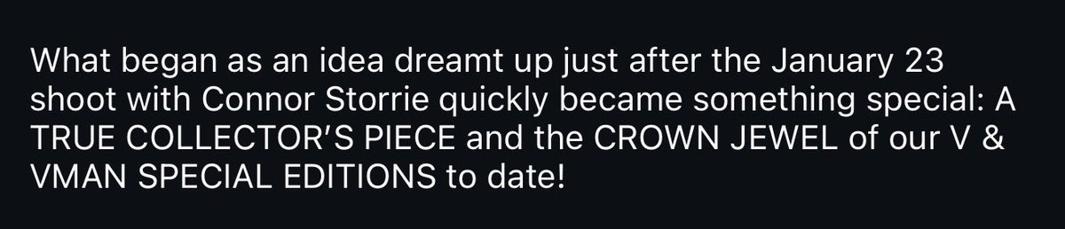 VMAN called Connor’s spread THE crown jewel of all their editions to date, oh godnor