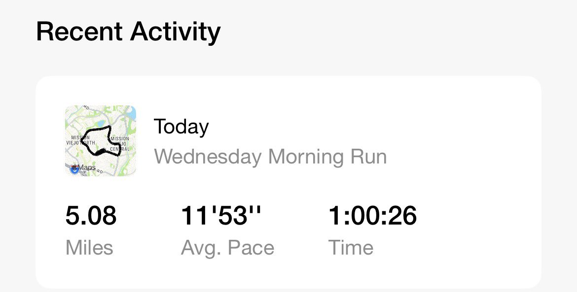 Wednesday Run Complete 
5.08 miles at an average pace of 11:53 per mile <a href="/ComicConFit/">Comic Con Fit</a> #cosplayfit