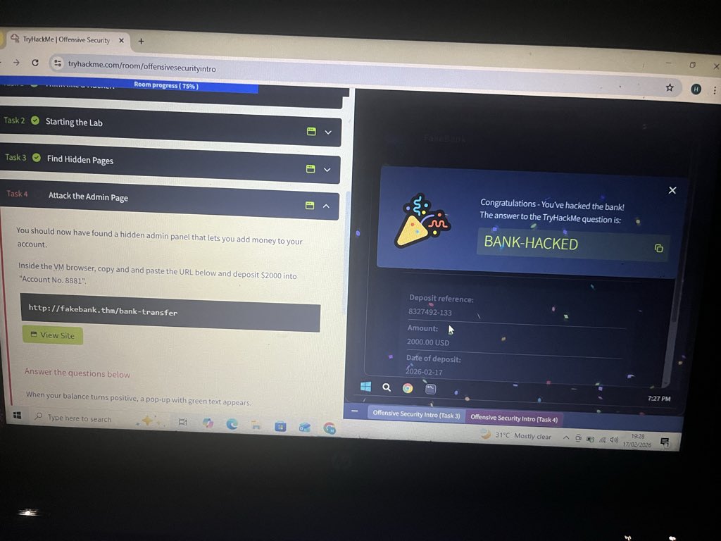 msbigtime_'s tweet photo. Lowkey… this thing is not easy 😭

But yeah , Offensive Security room done. I’m learning, and struggling.
I’ll keep posting till this turns into something real. Relatable? https://t.co/4diV5t68ew