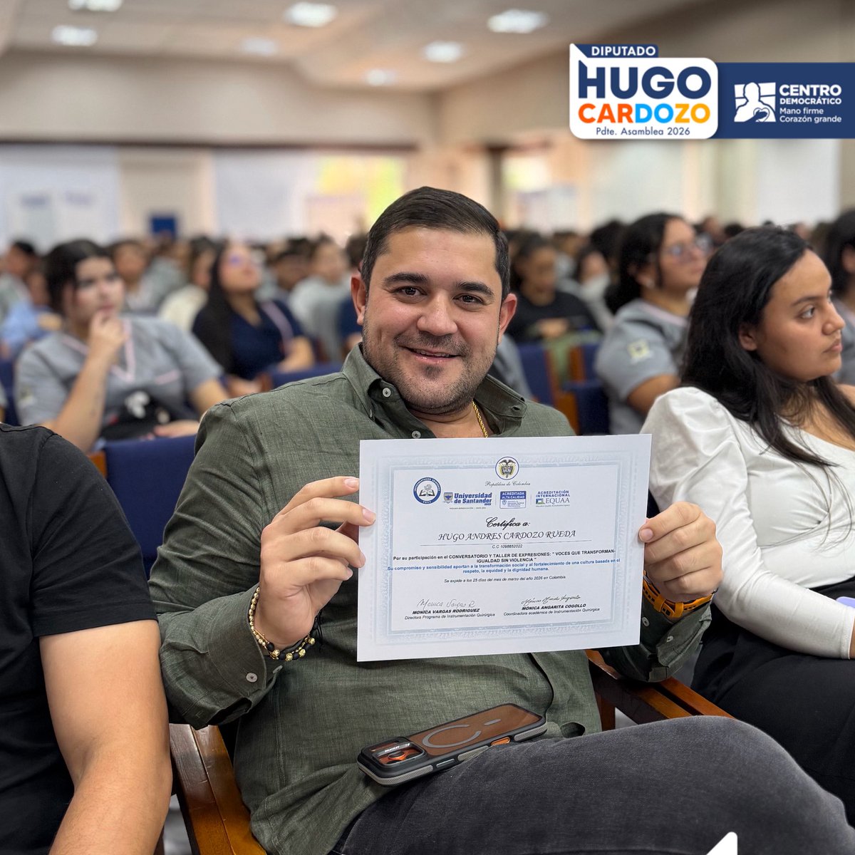 hugoacardozo's tweet photo. Gracias @udes_oficial por la invitación al conversatorio y taller “Voces que transforman: igualdad sin violencia”. Un espacio necesario para dialogar, reflexionar y construir soluciones reales.

Desde lo público, y como presidente de la Asamblea Departamental de Santander, reitero mi compromiso de seguir promoviendo iniciativas que protejan la dignidad humana, fortalezcan la igualdad y generen oportunidades para todos.