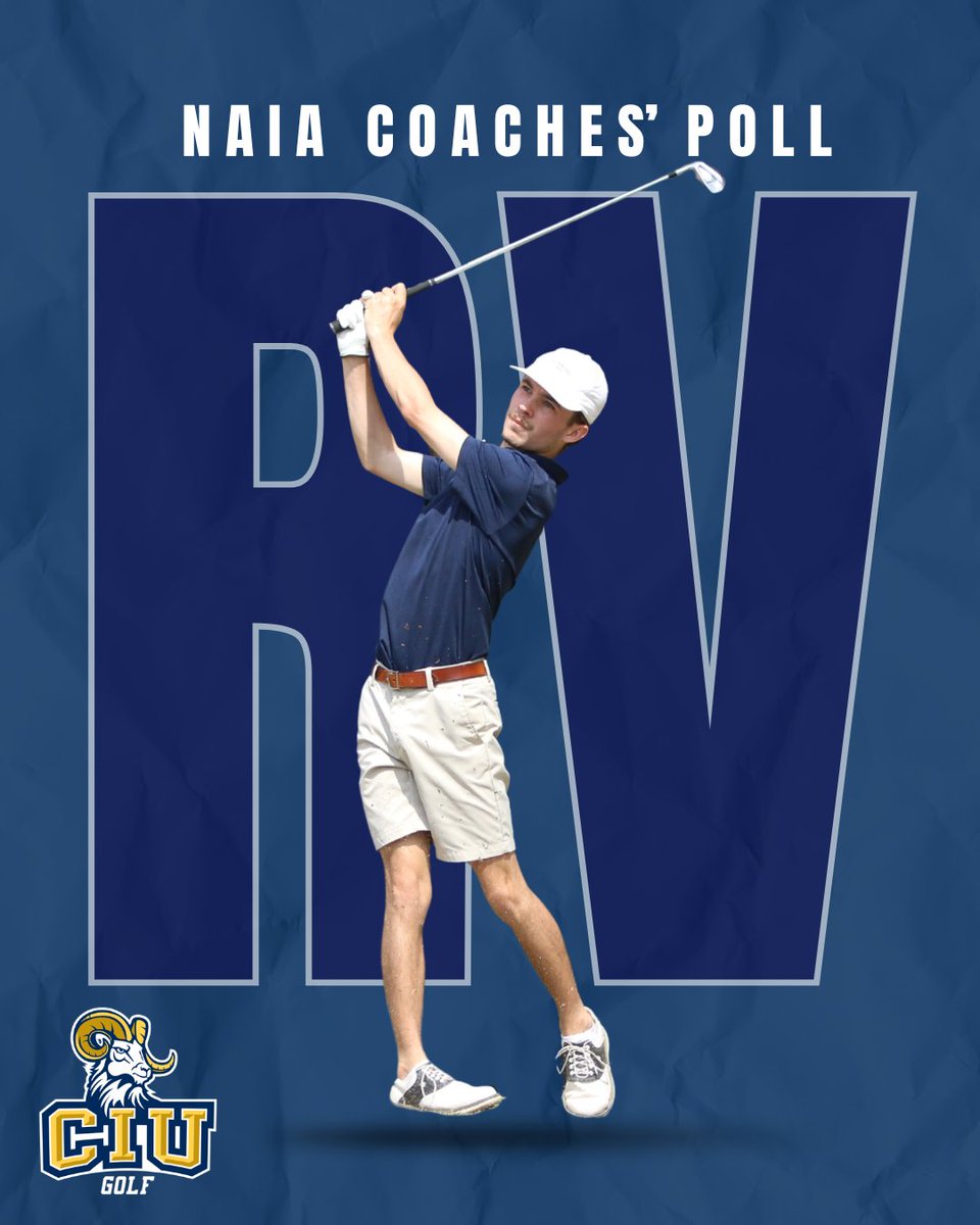 CIURams's tweet photo. ⛳️📈@Ciuramsgolf is once again receiving votes in the NAIA Coaches' Top 25 Poll! The Rams are ranked second behind only Reinhardt in the #AACMGOLF Conference Ratings! #ChargeOn https://t.co/kWeQoPPMV6