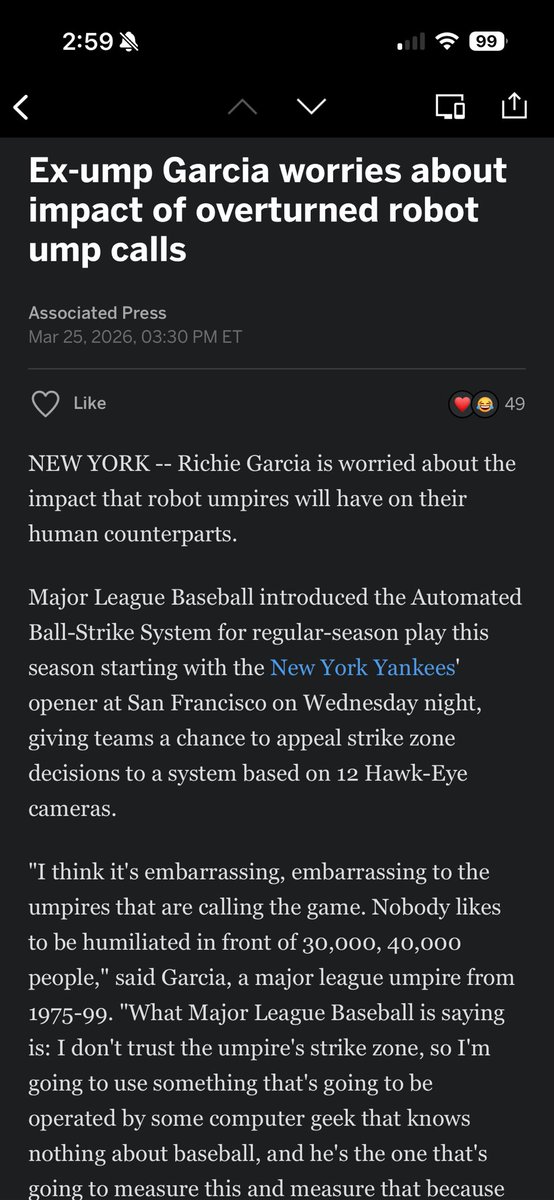 LukesterLA's tweet photo. When a player makes a mistake it’s called an ERROR and they flash a big E on the score board. There’s also a consequence for that error. Runner reaches base, runners advance, runners score… When an umpire messes up? No consequence! Can’t handle the embarrassment? Get a new job. https://t.co/CwBRVJnLvw
