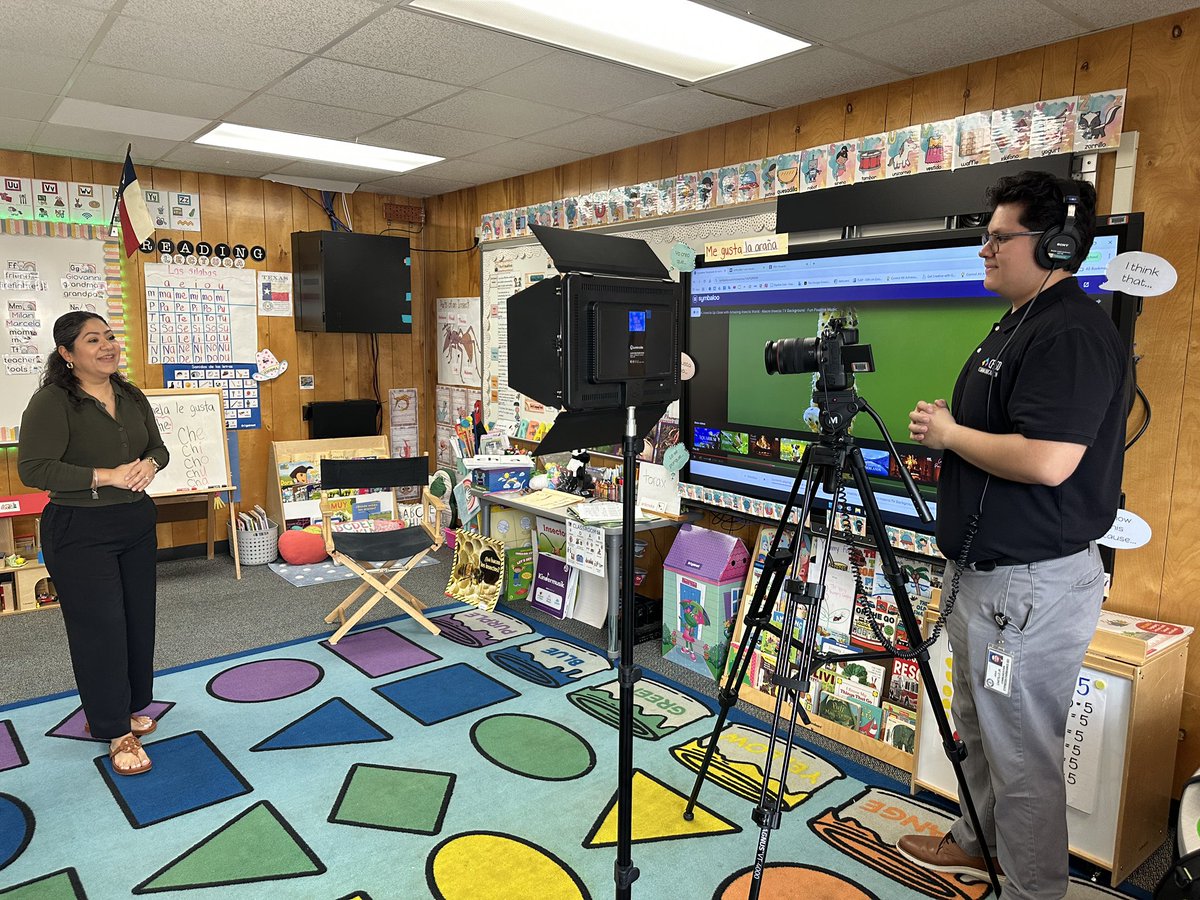 CFISDRosario's tweet photo. Enjoyed working with @JesusCFISD this morning at @MRobinsonElem doing interviews in Spanish and getting footage for a bilingual Pre-K program video! Stay tunned! Great seeing @CFISDBrittneyB in her new office! @CyFairISD #ChooseCFISD https://t.co/XNgGewcylT