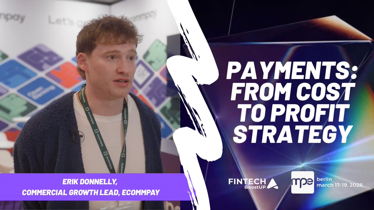 FinTechBoostUP's tweet photo. 🚀At MPE Berlin 2026 we sat down with Erik Donnelly, Commercial Growth Lead at @Ecommpay_news, to explore what’s next for merchants.
https://t.co/u9KdBdMCfu https://t.co/bEeBUGCt8N