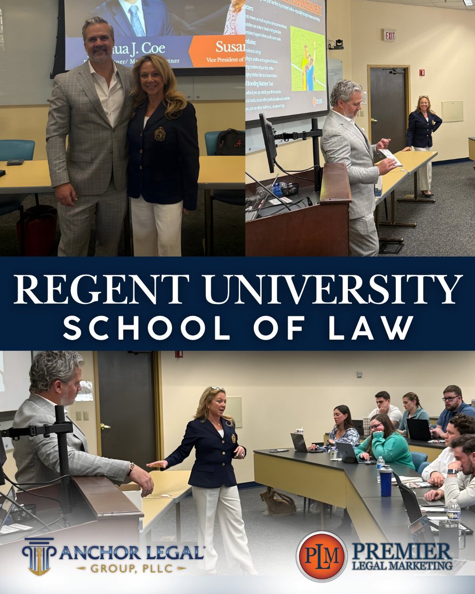 Premier Legal Marketing is proud to share that our Vice President, Susan Poyatt, was invited by Joshua J. Coe, Managing Partner and Founder of Anchor Legal, to speak with 2nd and 3rd year law students at Regent University School of Law.