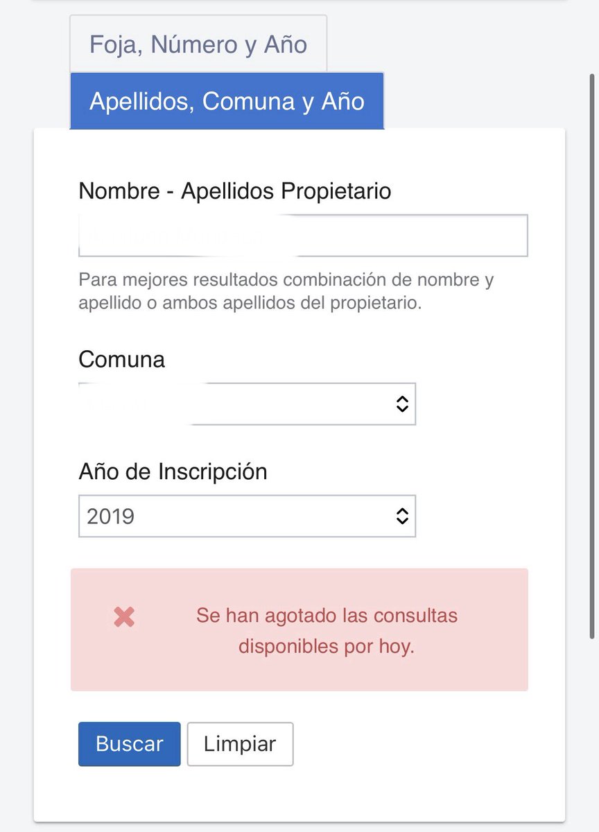 ignaciolabbe's tweet photo. @conservadorcl_ hace dos días que estoy intentando sacar un certificado de dominio, no me recuerdo los datos y al consultarlo me dice “se han agotado las consultas disponibles para hoy” y es la primera consulta, favor solucionarlo!!! Y quiten la restricción por dios.😤 https://t.co/7xjsU7RooS