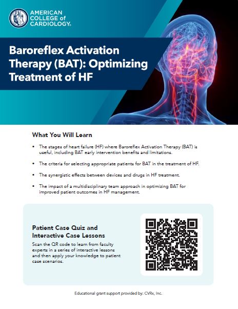 CVRx_Barostim's tweet photo. Enhance your knowledge about #Barostim and its role in #heartfailure management through this #ACCEd virtual course. You'll learn about:  
-The stages of heart failure where Barostim is useful 
-Patient selection criteria 
-How Barostim complements guideline-directed medical therapy  
-The impact of a multidisciplinary team approach in optimizing Barostim for improved patient outcomes in heart failure management  

Access the course: https://t.co/TgiQsw7dJu