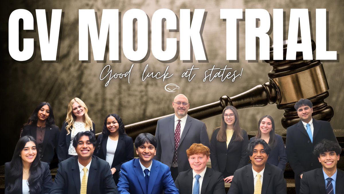 CVSDnews's tweet photo. 🦅 CV Mock Trial is soaring to STATES for the 18th time in 27 years! After District &amp; Regional wins, our Eagles face the top 12 teams this Fri &amp; Sat at the State Capitol.

Go Mock Trial! 🧑‍⚖️

#PortraitOfAnEagle #CVProud https://t.co/DpyrAakcBg