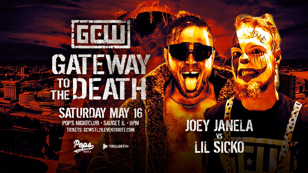 GCWrestling_'s tweet photo. *ST LOUIS UPDATE*

Just Signed:

JOEY JANELA
vs
LIL SICKO

Plus:
Otis Cogar
Atticus Cogar
2Tuff Tony
Matt Tremont
Manders
Vipress
JWM
+more

Get Tix:
https://t.co/dONk1kXNMG

Watch LIVE on @Triller_TV+
Sat 5/16 - 8PM
Pop's Nightclub - Sauget IL https://t.co/zDOIKxpC8k