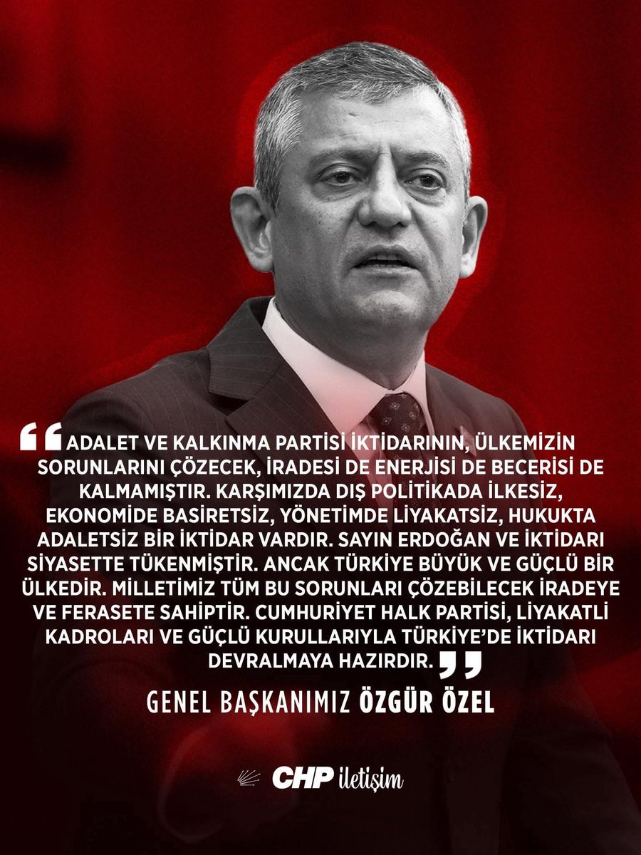 necatibaskan_'s tweet photo. Cumhuriyet Halk Partisi, liyakatli kadroları ve güçlü kurullarıyla Türkiye’de iktidarı devralmaya hazırdır.
#ÖzgürÖzel https://t.co/kPQ2g3ephC