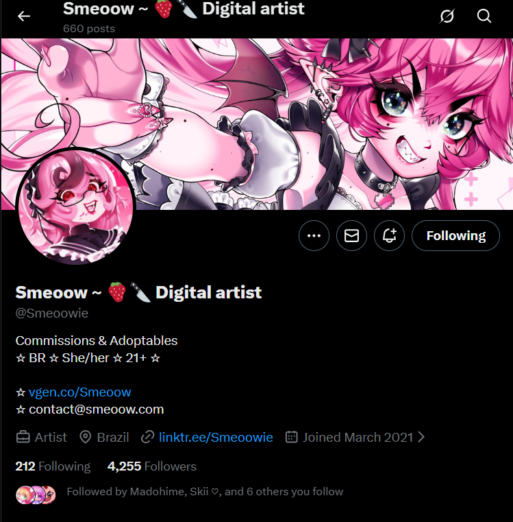 Yuumimi_cat's tweet photo. @Euly_y No es gente que me pele (aunque Smeoow si ha tenido interacciones por DA conmigo jeje) pero igualmente han sido una inspiración importante en mi trayectoria u///u (la mayoria son más activo/as en IG) https://t.co/DrO8p1eEqc
