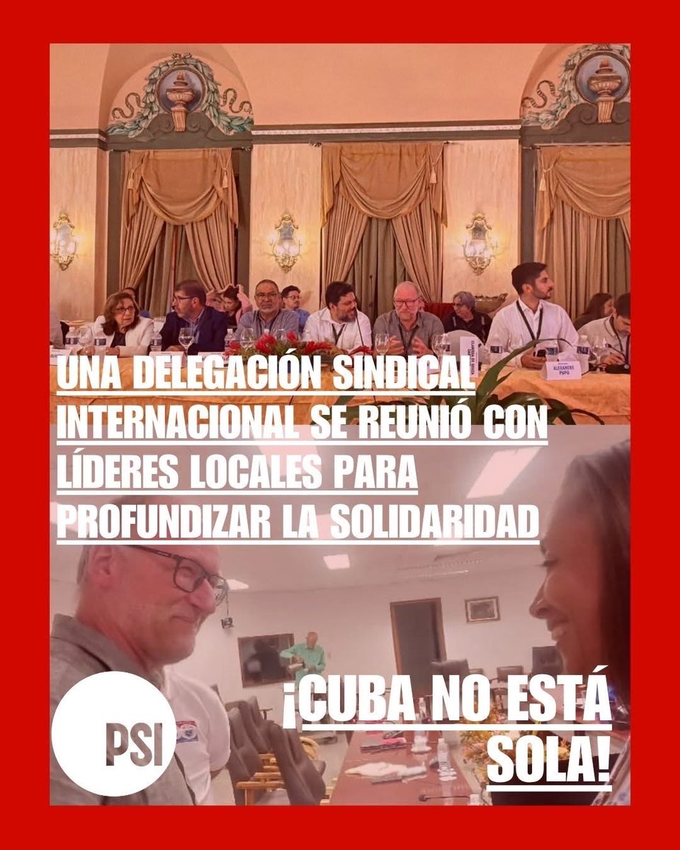 ISPinteramerica's tweet photo. Nuestro secretario regional, Euan Gibb, se unió a la Flotilla Nuestra América en La Habana en representación de las 260 afiliadas de la ISP Interamérica. La delegación sindical internacional incluía a afiliadas de la ISP de España e Italia y a otros líderes

#CubaNoEstáSola https://t.co/p8OVvtnhW9
