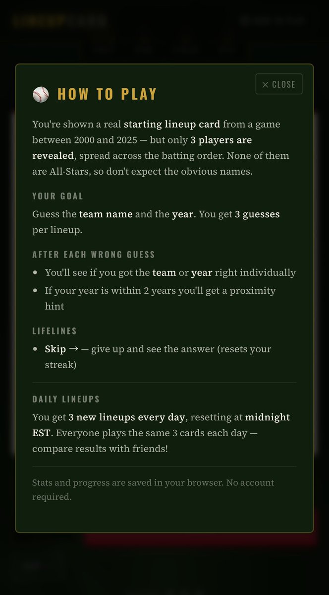 Lineup Card Game tweet media