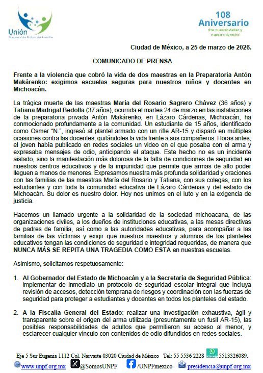 UNIÓN NACIONAL DE PADRES DE FAMILIA (UNPF) tweet media