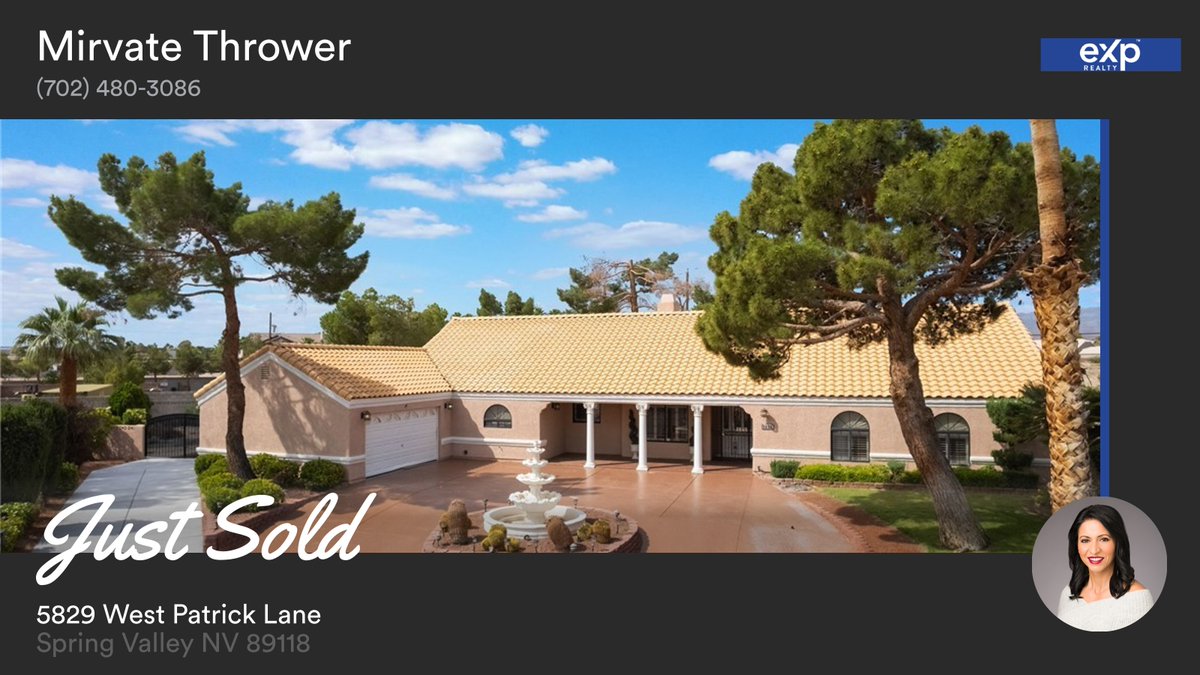 mirvatethrower's tweet photo. 🛌 3 🛀 3 🚘 2
📍 5829 West Patrick Lane, Spring Valley, NV, 89118

Sold!  Congrats to my Clients!😊🙌
Lic#BS.143243
https://t.co/DTiEuyW5If

...
#ratemyagent #realestate #Simply_Vegas
#lasvegas #lasvegasrealestate #getqualified...
https://t.co/6NGCPpUQkK https://t.co/YlKOvRIM3w