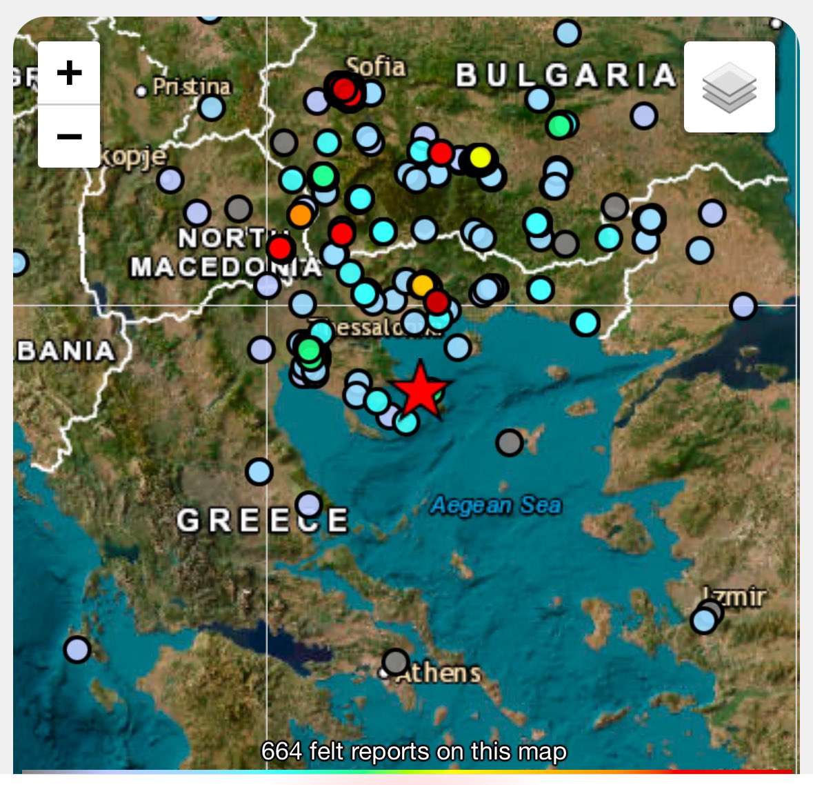 Tuiterosismico2's tweet photo. Fuerte Sismo 5.6 en el Mar Egeo entre Grecia y Turquía cerca del Mediterraneo
Percibido en varios países europeos
#earthquake #agean #Egeo #msü2026 https://t.co/F48y2tPVs5
